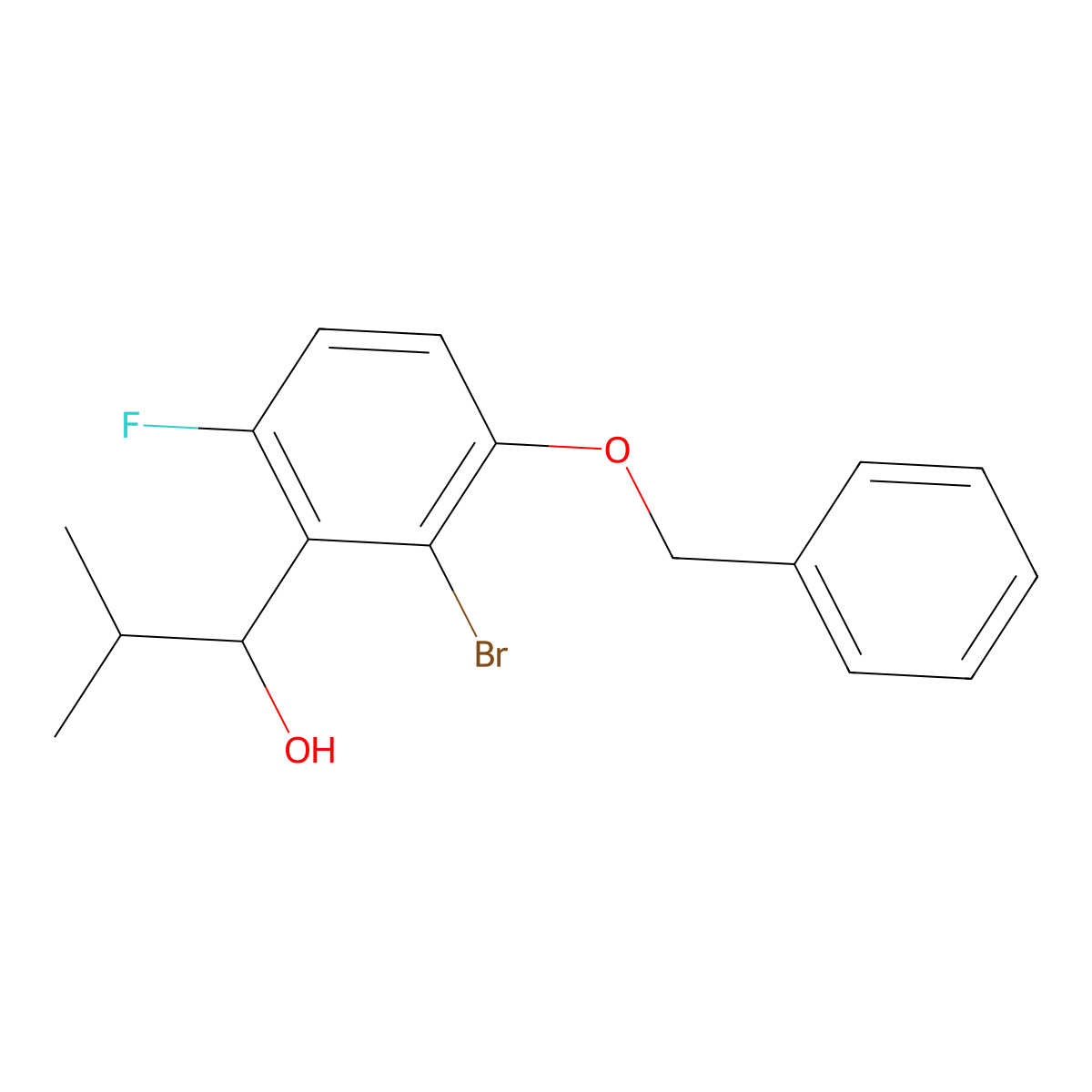 1-(3-(BenZyloxy)-2-bromo-6-fluorophenyl)-2-methylpropan-1-ol molecular structure, CAS 2901109-35-9