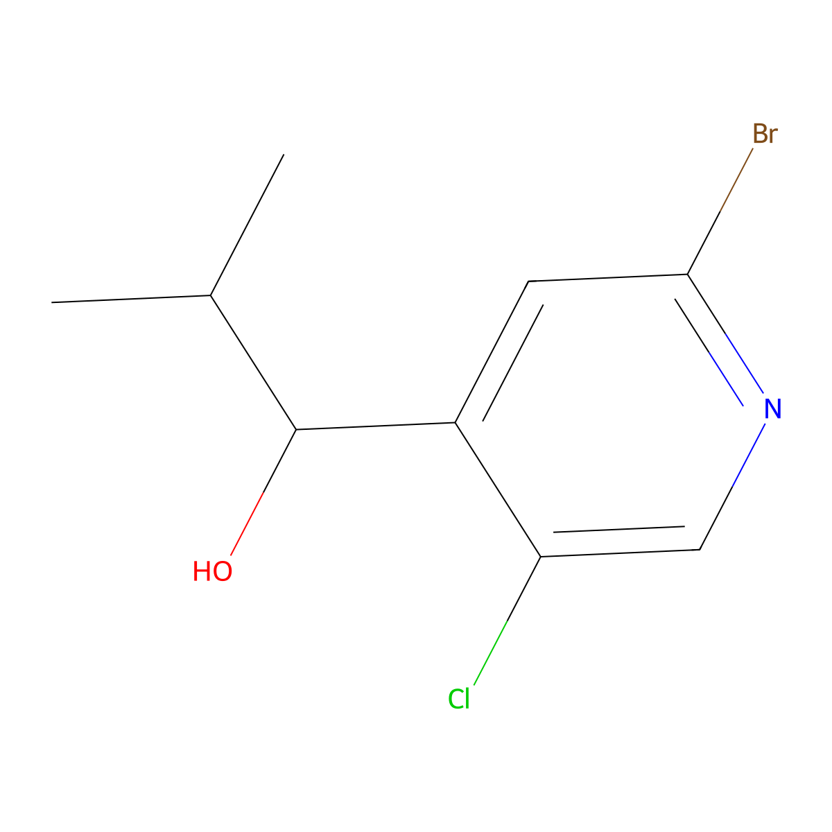 1-(2-Bromo-5-chloropyridin-4-yl)-2-methylpropan-1-ol molecular structure, CAS 2901109-36-0