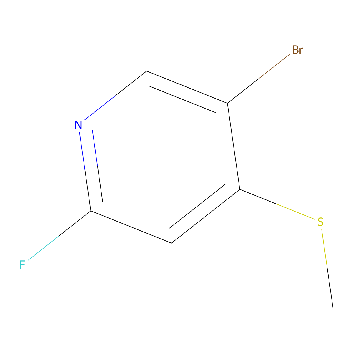 5-Bromo-2-fluoro-4-(methylthio)pyridine molecular structure, CAS 2901109-37-1