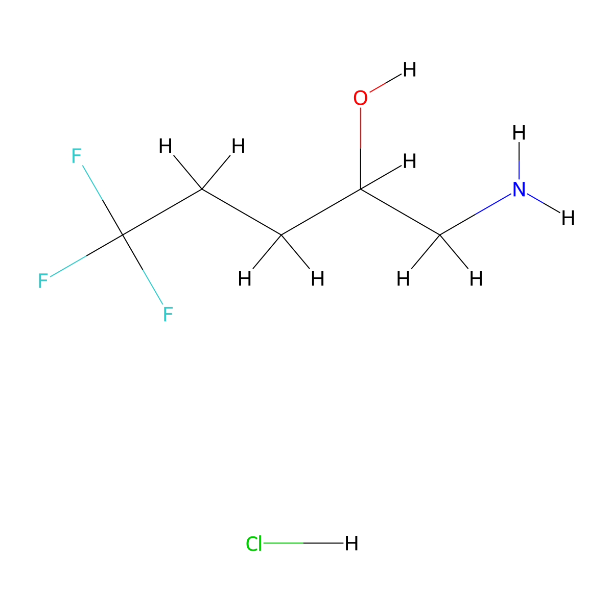 1-Amino-5,5,5-trifluoropentan-2-ol hydrochloride molecular structure, CAS 2901109-52-0