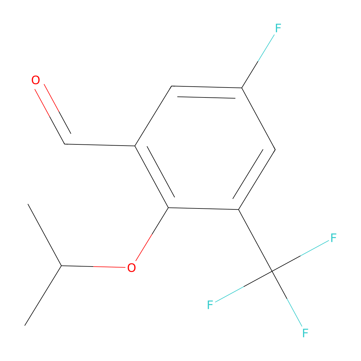 5-Fluoro-2-isopropoxy-3-(trifluoromethyl)benzaldehyde molecular structure, CAS 2901109-54-2