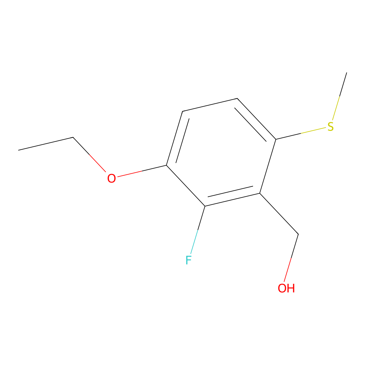 (3-Ethoxy-2-fluoro-6-(methylthio)phenyl)methanol molecular structure, CAS 2901109-66-6