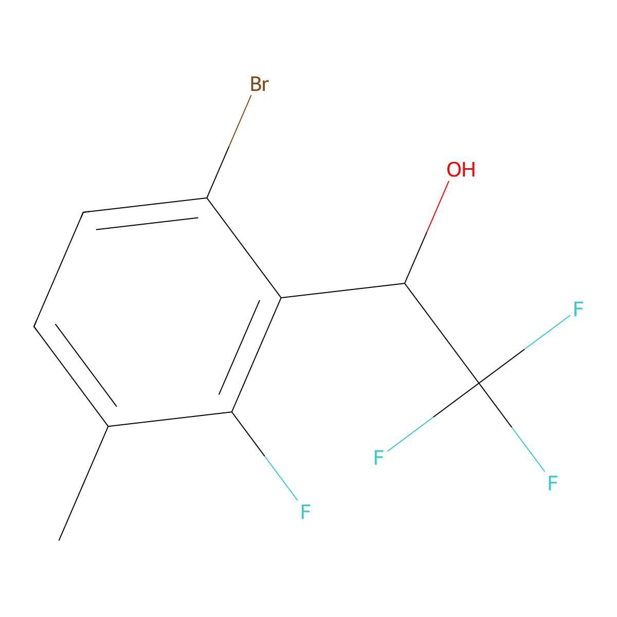 1-(6-Bromo-2-fluoro-3-methylphenyl)-2,2,2-trifluoroethanol molecular structure, CAS 2901109-70-2