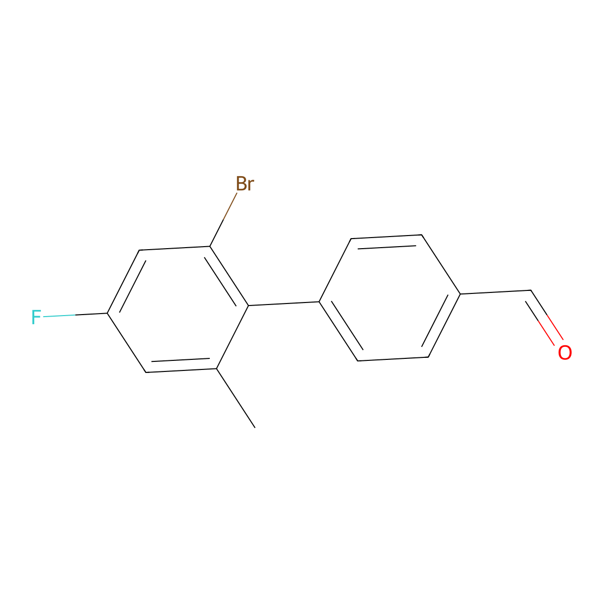 2'-Bromo-4'-fluoro-6'-methyl-[1,1'-biphenyl]-4-carbaldehyde molecular structure, CAS 2901109-74-6