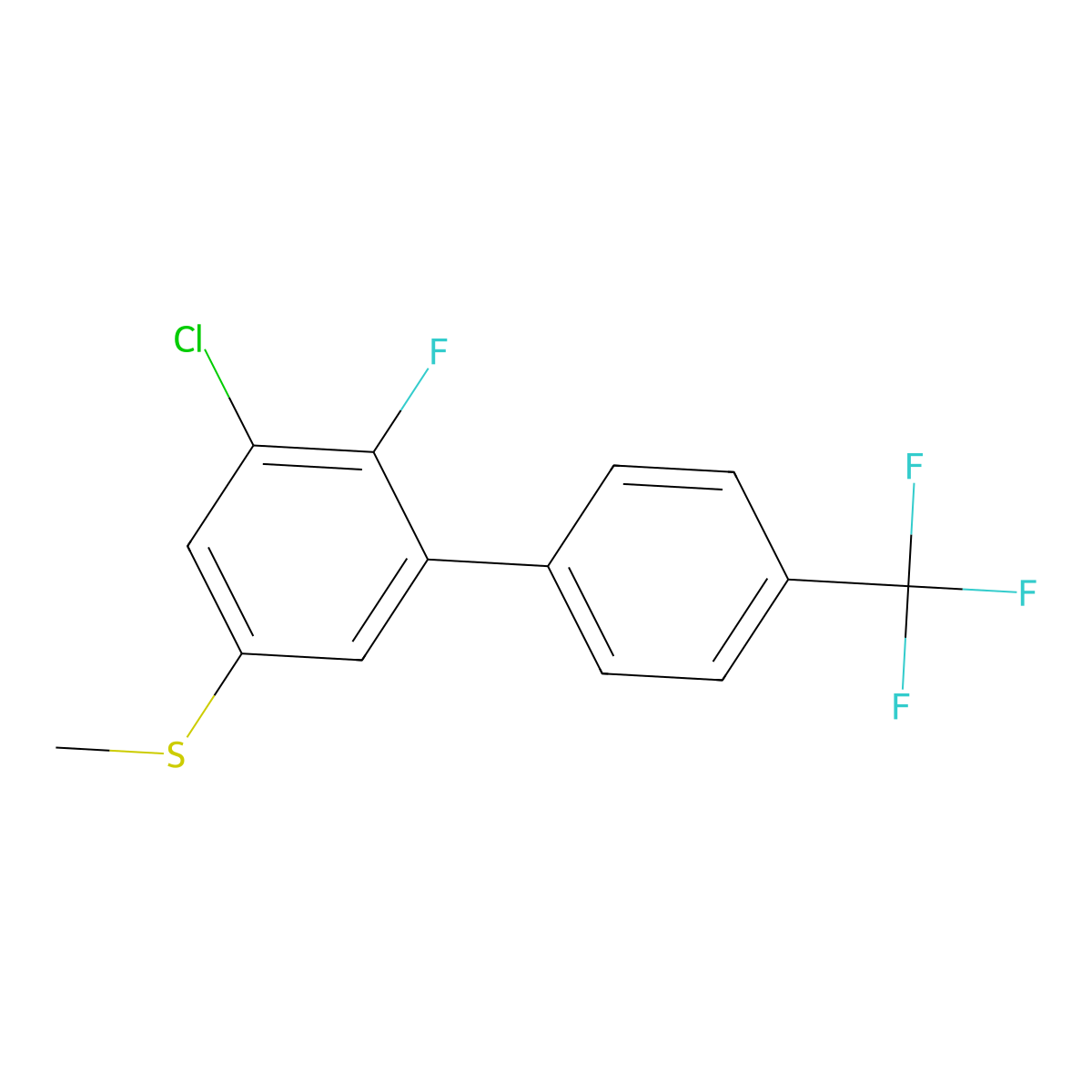 (5-Chloro-6-fluoro-4'-(trifluoromethyl)-[1,1'-biphenyl]-3-yl)(methyl)sulfane molecular structure, CAS 2901109-77-9