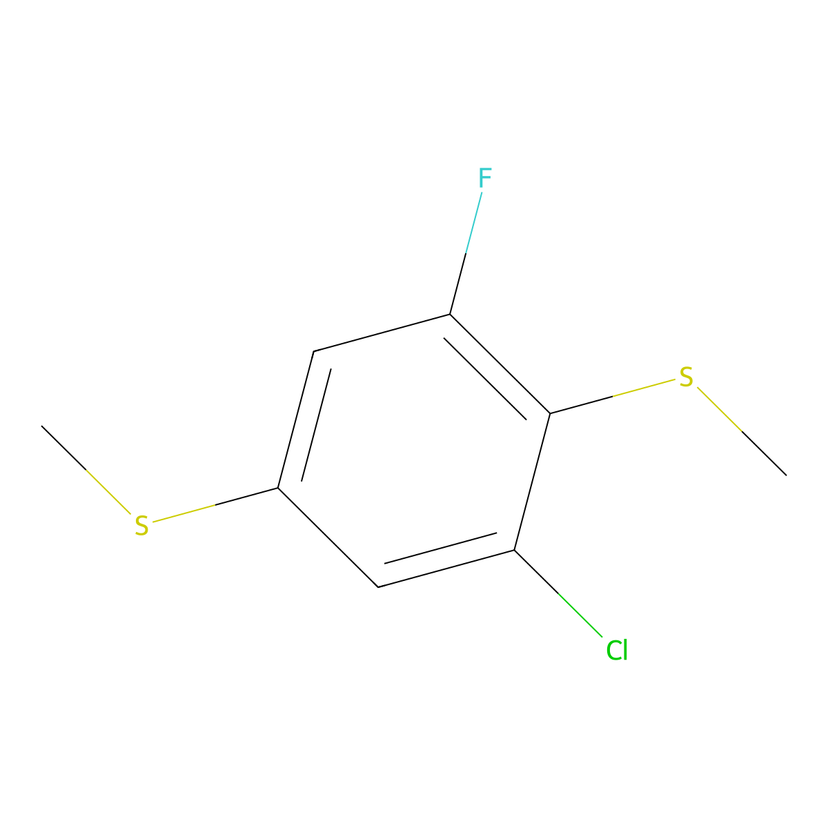 (2-Chloro-6-fluoro-1,4-phenylene)bis(methylsulfane) molecular structure, CAS 2901109-78-0