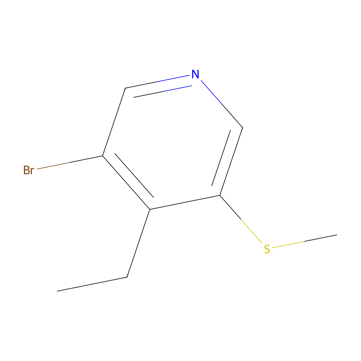 3-Bromo-4-ethyl-5-(methylthio)pyridine molecular structure, CAS 2901109-82-6