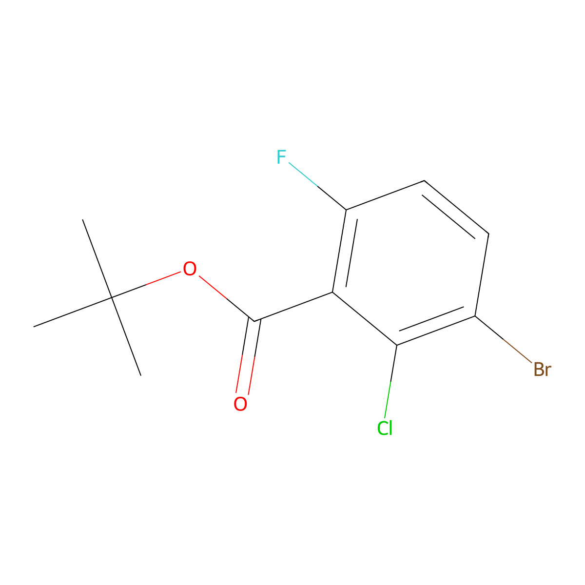 Tert-butyl 3-bromo-2-chloro-6-fluorobenzoate molecular structure, CAS 2901109-84-8