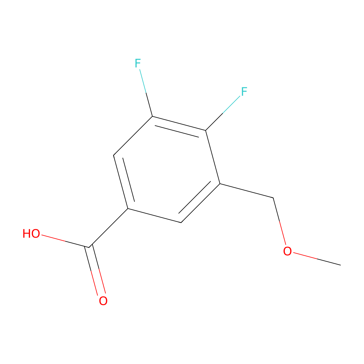 3,4-Difluoro-5-(methoxymethyl)benzoic acid molecular structure, CAS 2901109-85-9