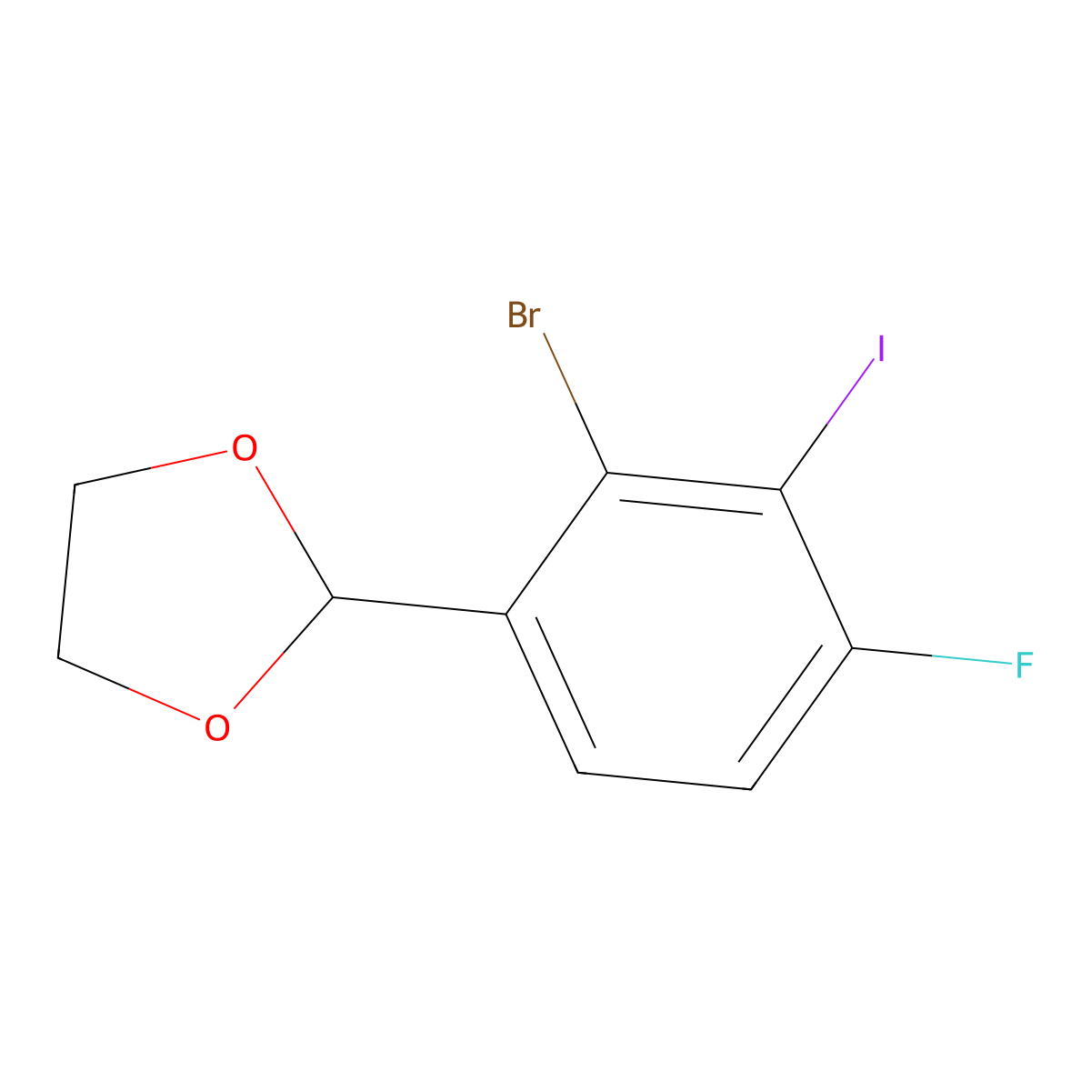 2-(2-Bromo-4-fluoro-3-iodophenyl)-1,3-dioxolane molecular structure, CAS 2901109-91-7