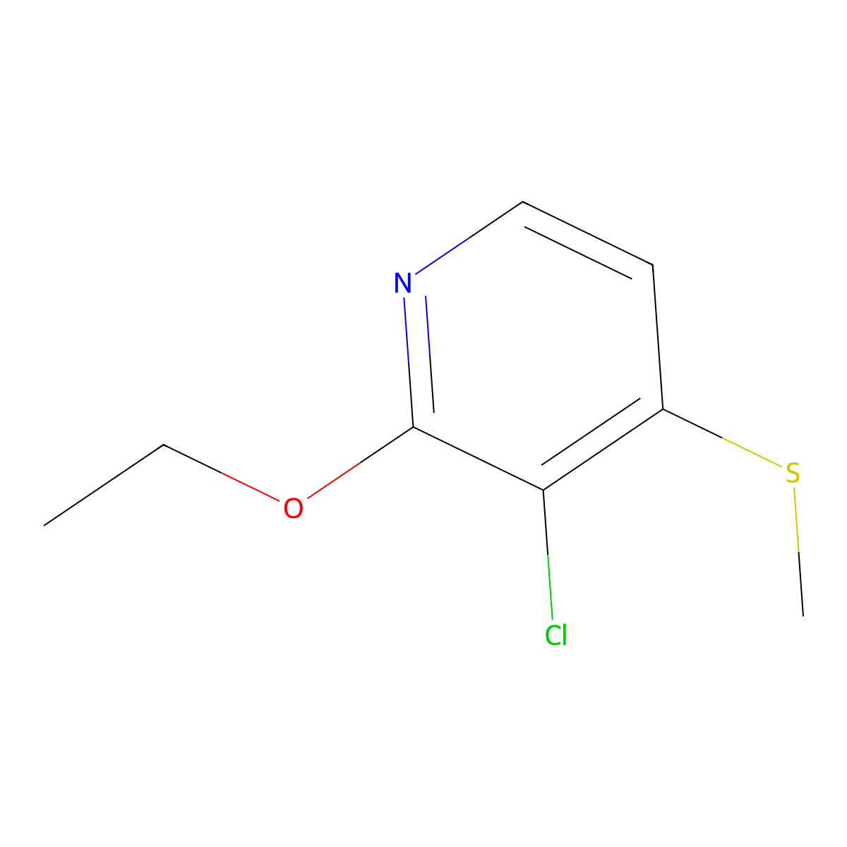 3-Chloro-2-ethoxy-4-(methylthio)pyridine molecular structure, CAS 2901109-98-4