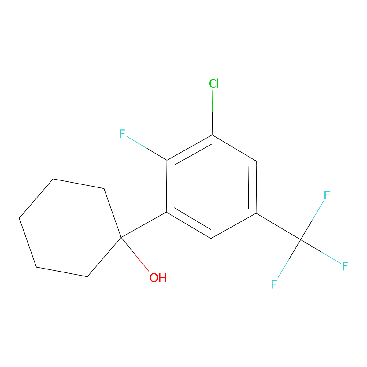1-(3-Chloro-2-fluoro-5-(trifluoromethyl)phenyl)cyclohexanol molecular structure, CAS 2901109-99-5