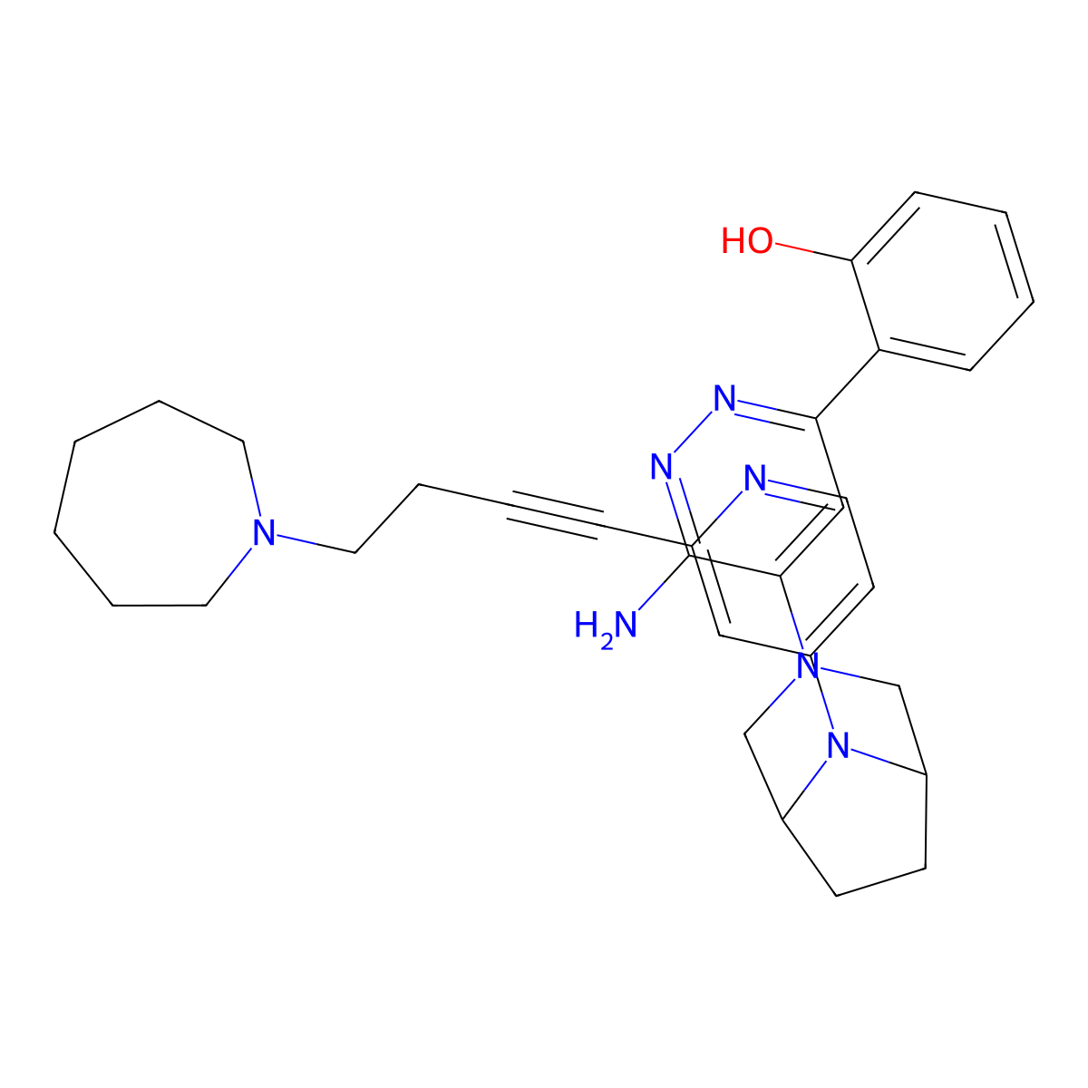 2-[6-Amino-5-[8-[2-[4-(azepan-1-yl)but-1-yn-1-yl]pyridin-4-yl]-3,8-diazabicyclo[3.2.1]octan-3-yl]pyridazin-3-yl]phenol molecular structure, CAS 2901806-51-5