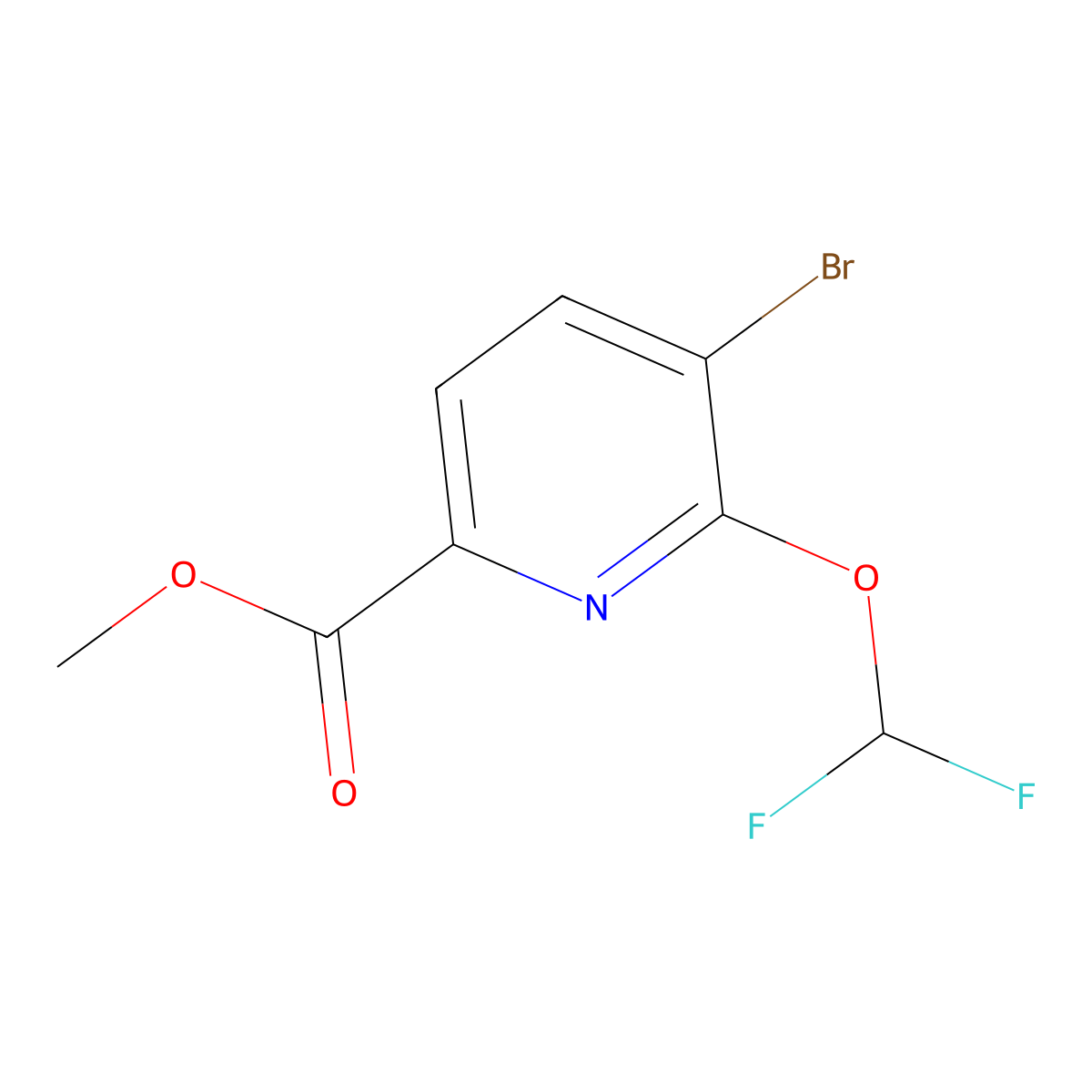 Methyl 5-bromo-6-(difluoromethoxy)picolinate molecular structure, CAS 2901871-30-3