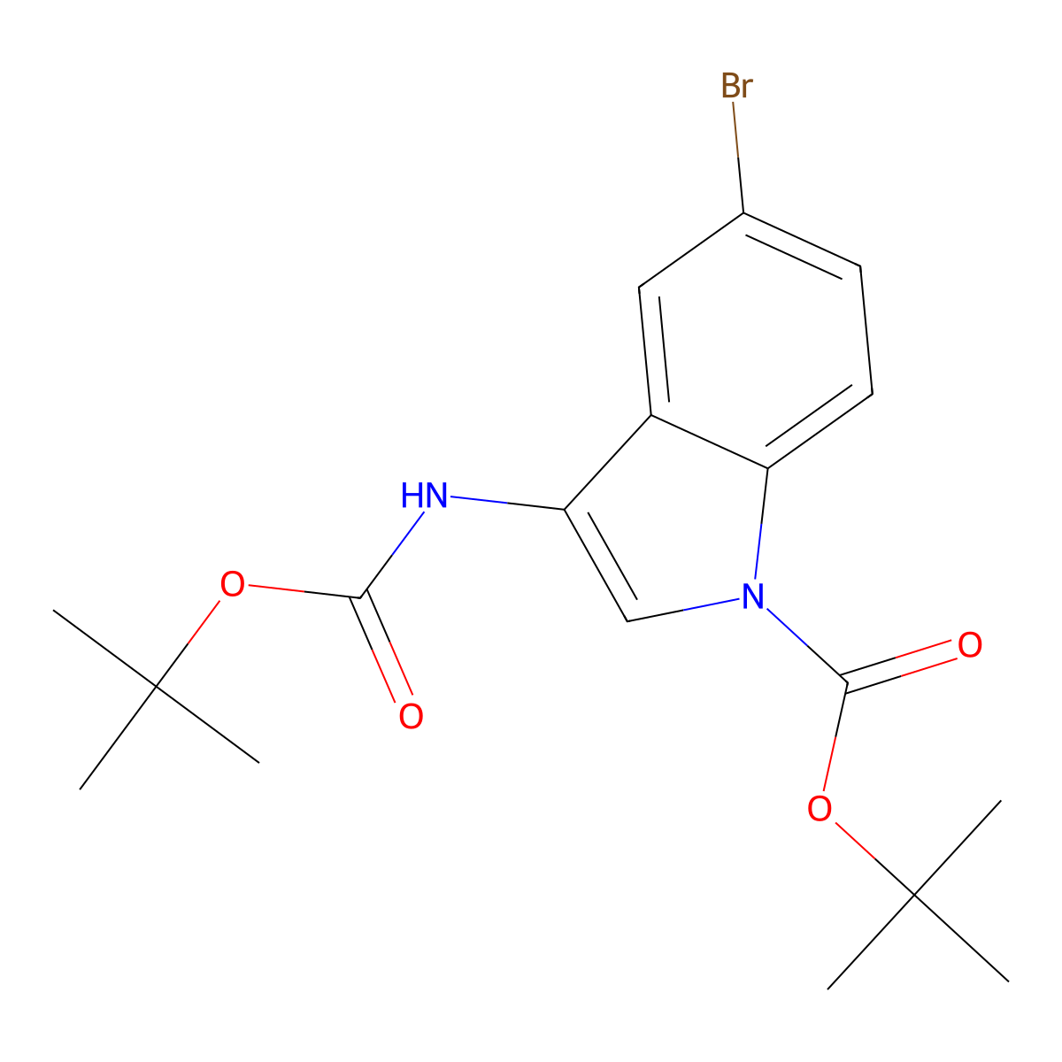 Tert-butyl 5-bromo-3-((tert-butoxycarbonyl)amino)-1H-indole-1-carboxylate molecular structure, CAS 2901949-25-3