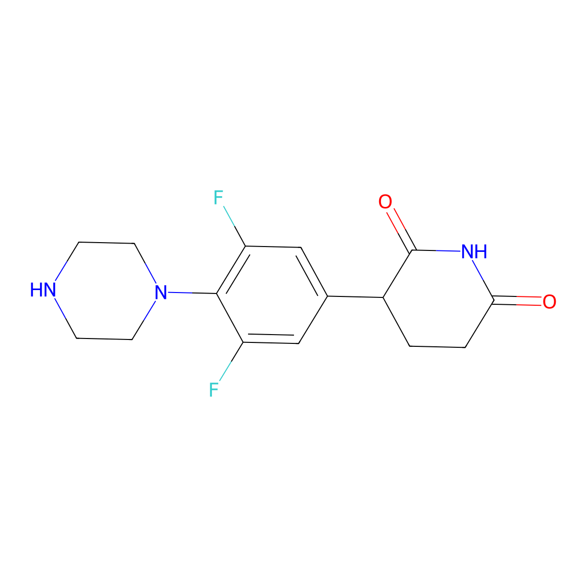 3-[3,5-Difluoro-4-(piperazin-1-yl)phenyl]piperidine-2,6-dione molecular structure, CAS 2902652-14-4