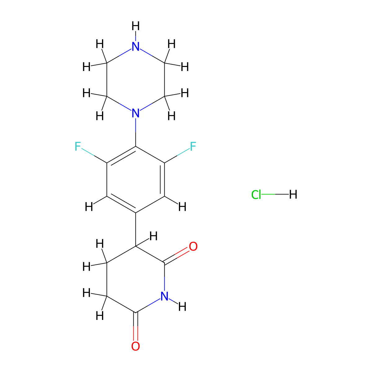 3-[3,5-Difluoro-4-(piperazin-1-yl)phenyl]piperidine-2,6-dione Hydrochloride molecular structure, CAS 2902652-15-5