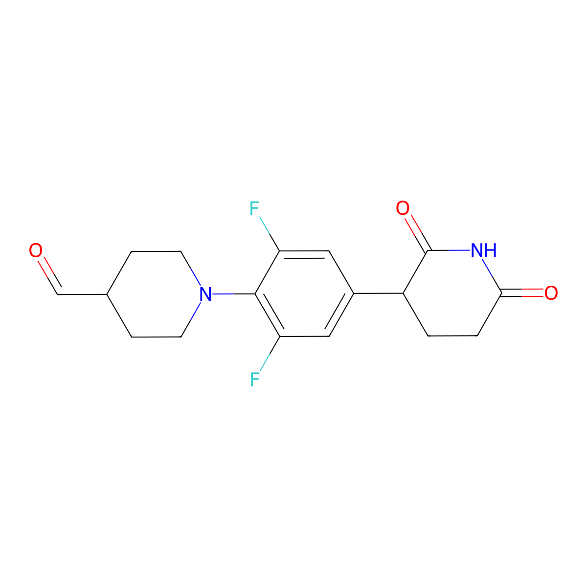 1-[4-(2,6-Dioxopiperidin-3-YL)-2,6-difluorophenyl]piperidine-4-carbaldehyde molecular structure, CAS 2902652-34-8