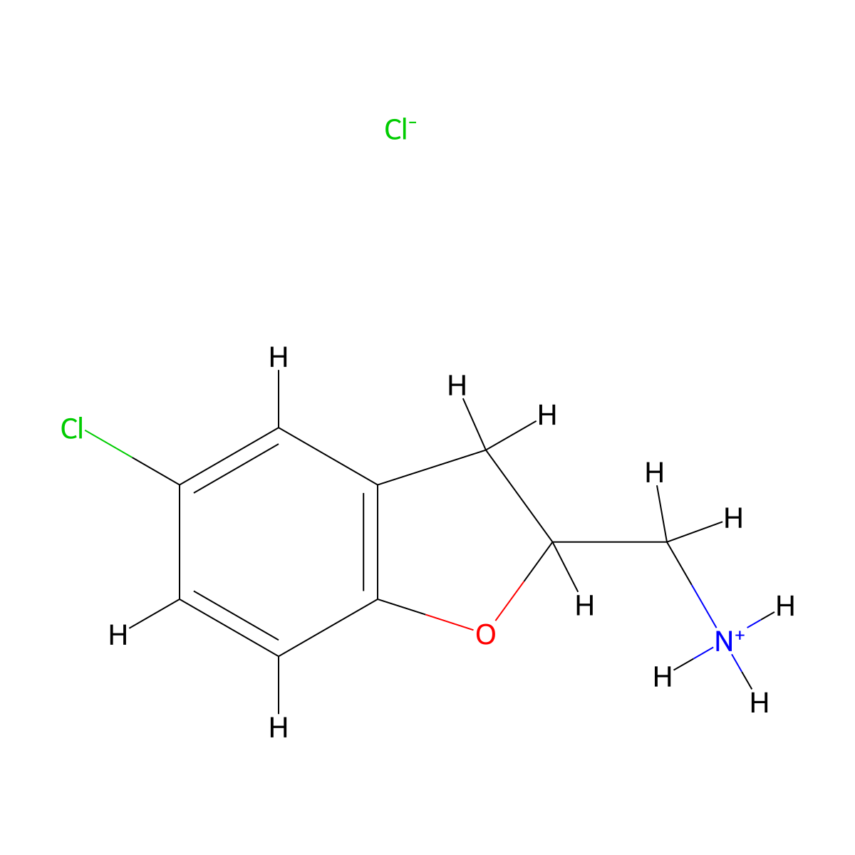 2-Benzofuranmethylamine, 2,3-dihydro-5-chloro-, hydrochloride molecular structure, CAS 29027-42-7