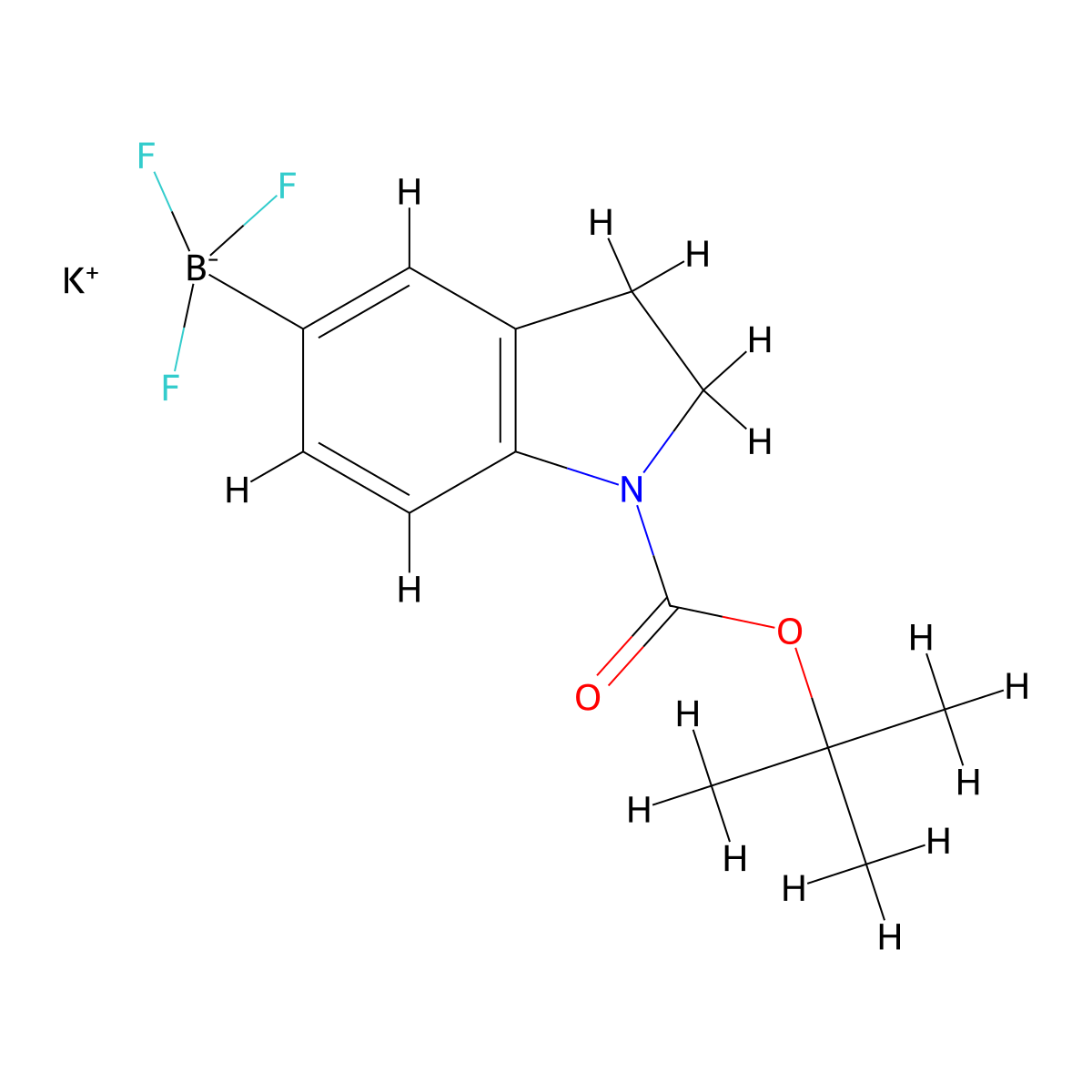 potassium {1-[(tert-butoxy)carbonyl]-2,3-dihydro-1H-indol-5-yl}trifluoroboranuide molecular structure, CAS 2902750-59-6
