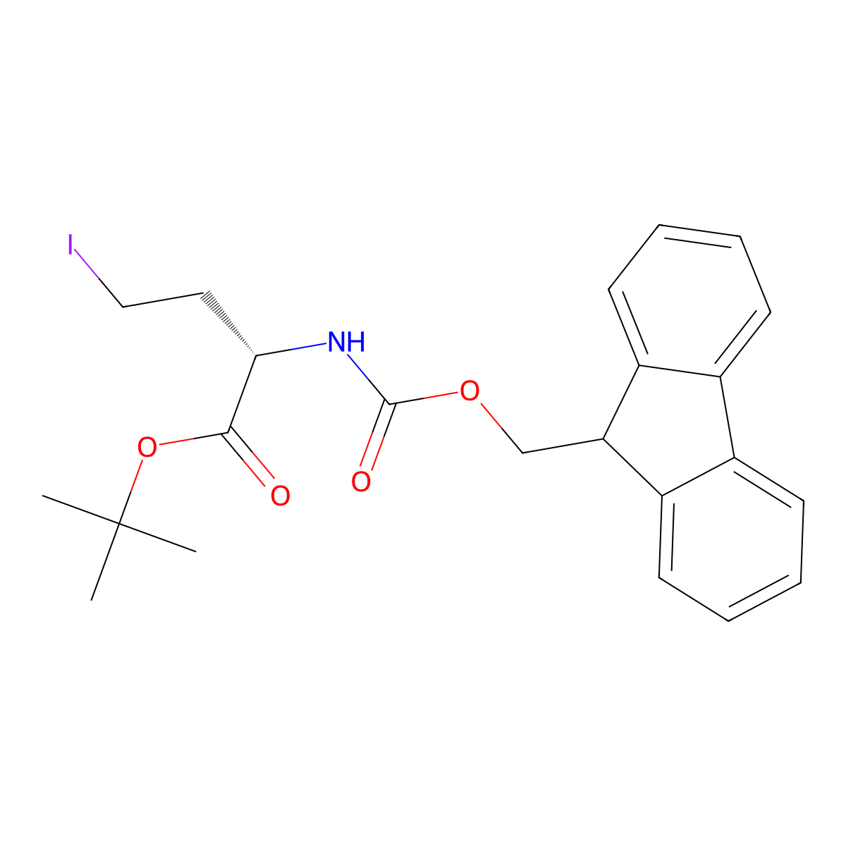 tert-Butyl (S)-2-(Fmoc-amino)-4-iodobutanoate molecular structure, CAS 290292-96-5