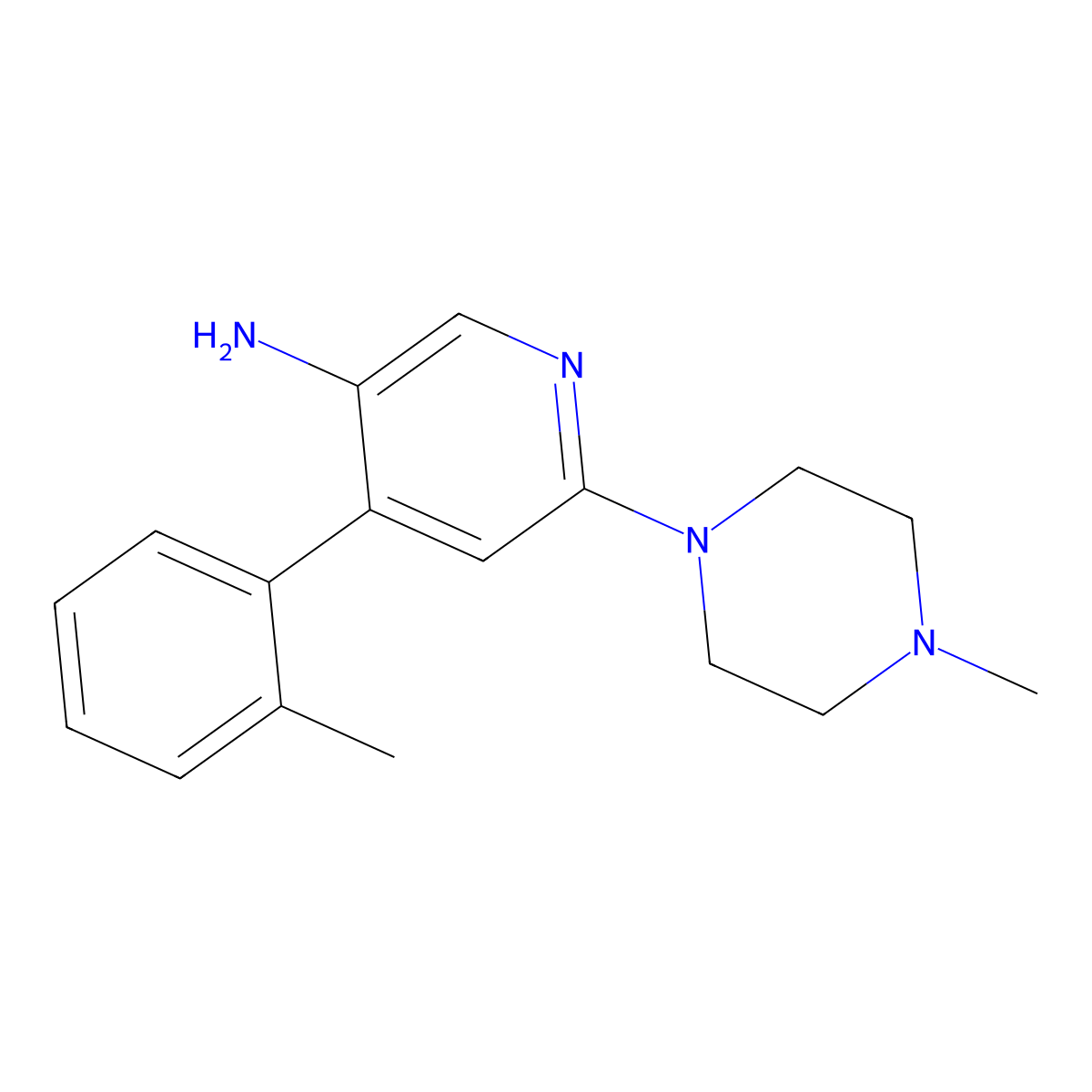 6-(4-Methylpiperazin-1-yl)-4-(o-tolyl)pyridin-3-amine molecular structure, CAS 290297-24-4