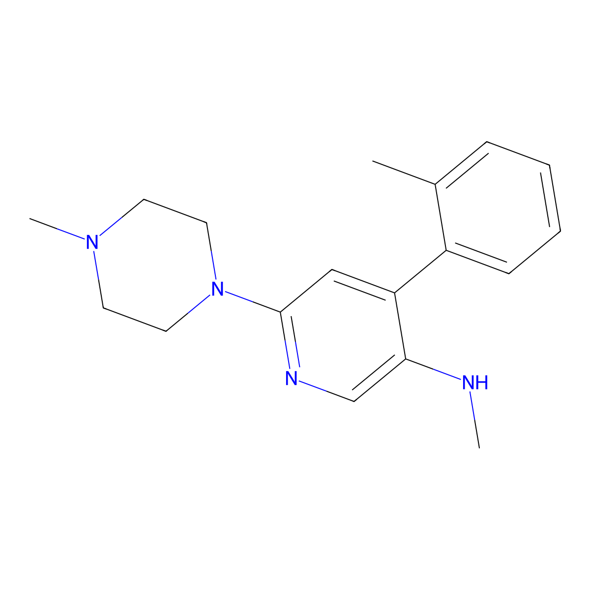 N-Methyl-6-(4-methylpiperazin-1-yl)-4-(o-tolyl)pyridin-3-amine molecular structure, CAS 290297-25-5