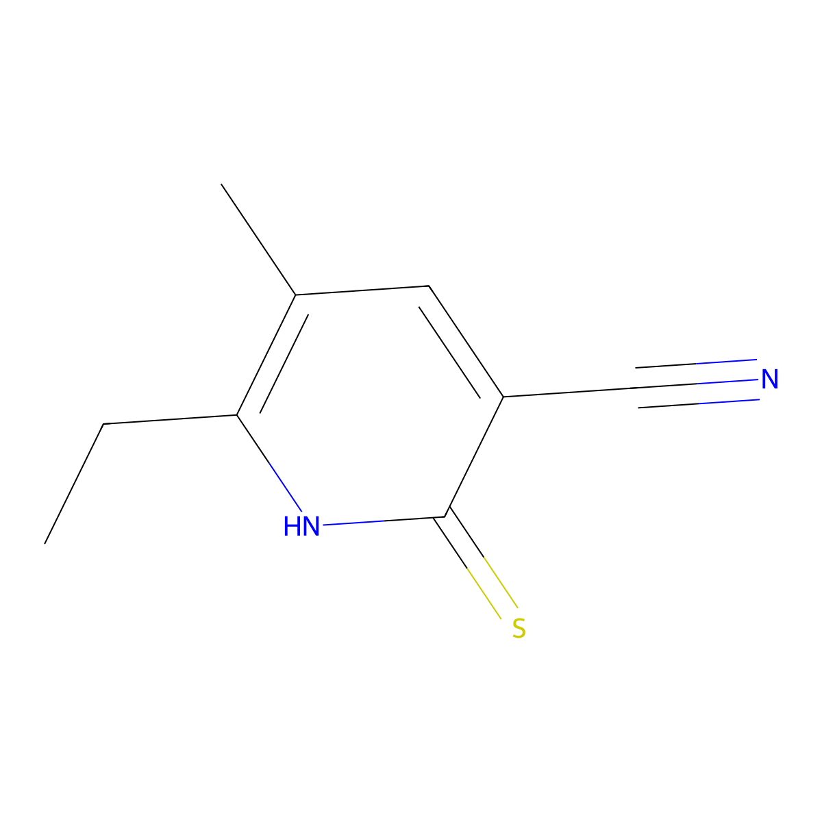 6-Ethyl-2-mercapto-5-methyl-nicotinonitrile molecular structure, CAS 290299-51-3
