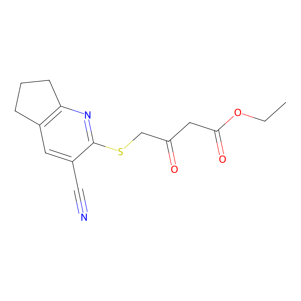 4-[(3-cyano-6,7-dihydro-5H-cyclopenta[b]pyridin-2-yl)thio]-3-oxobutanoic acid ethyl ester molecular structure, CAS 290299-61-5
