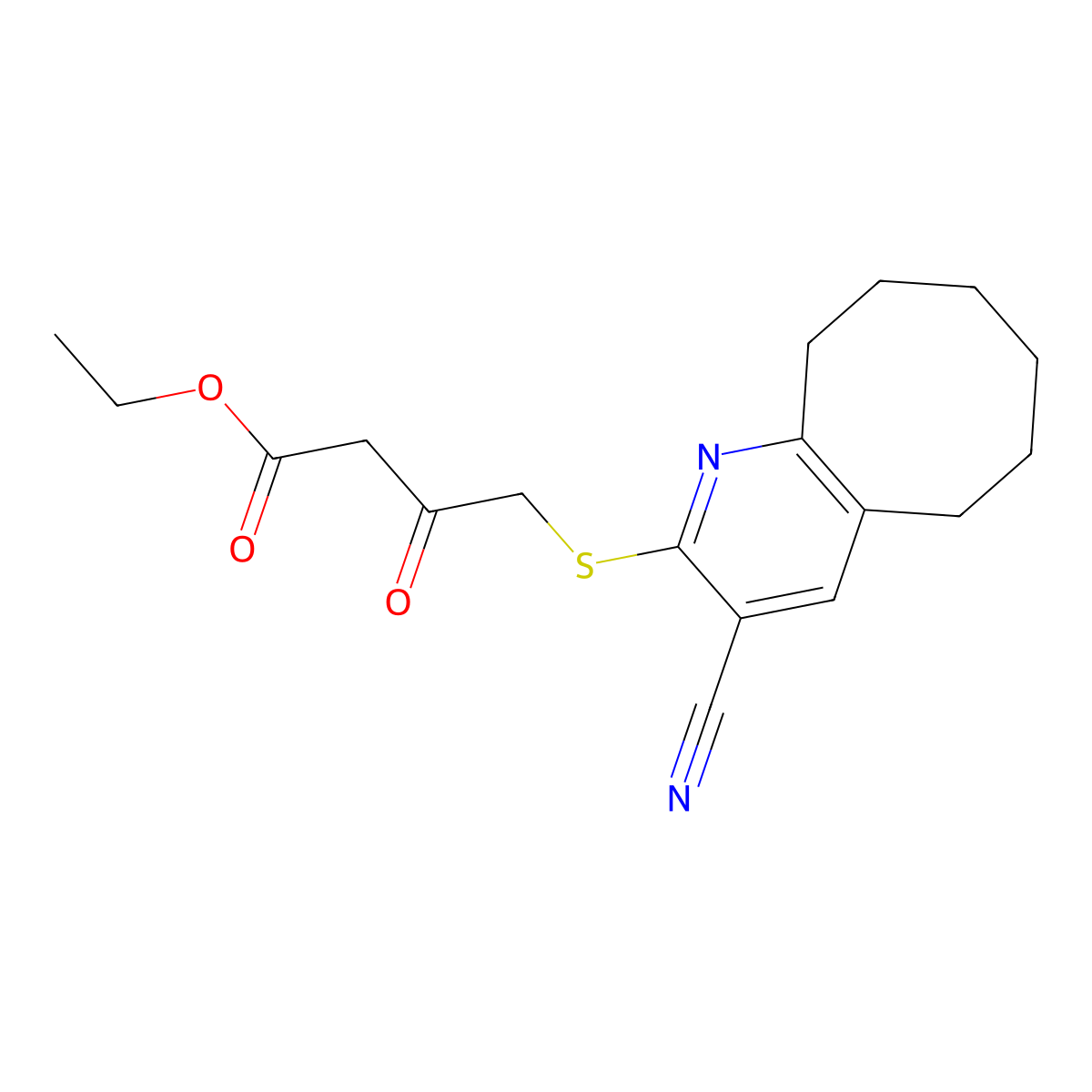 Ethyl 4-[(3-cyano-5,6,7,8,9,10-hexahydrocycloocta[b]pyridin-2-yl)sulfanyl]-3-oxobutanoate molecular structure, CAS 290299-64-8