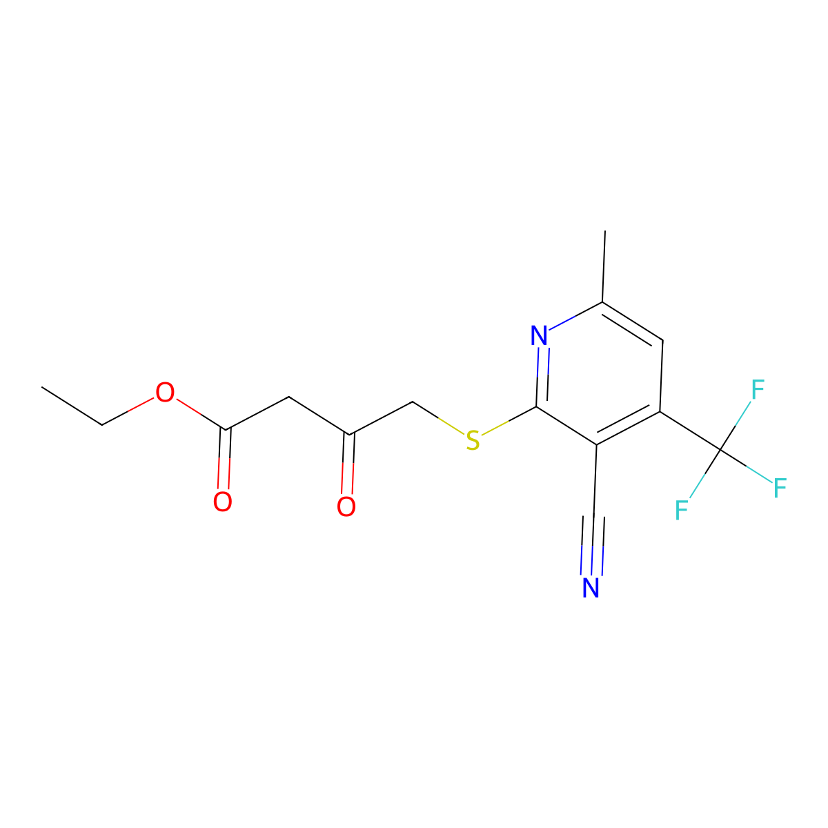 Ethyl 4-{[3-cyano-6-methyl-4-(trifluoromethyl)pyridin-2-yl]sulfanyl}-3-oxobutanoate molecular structure, CAS 290299-67-1