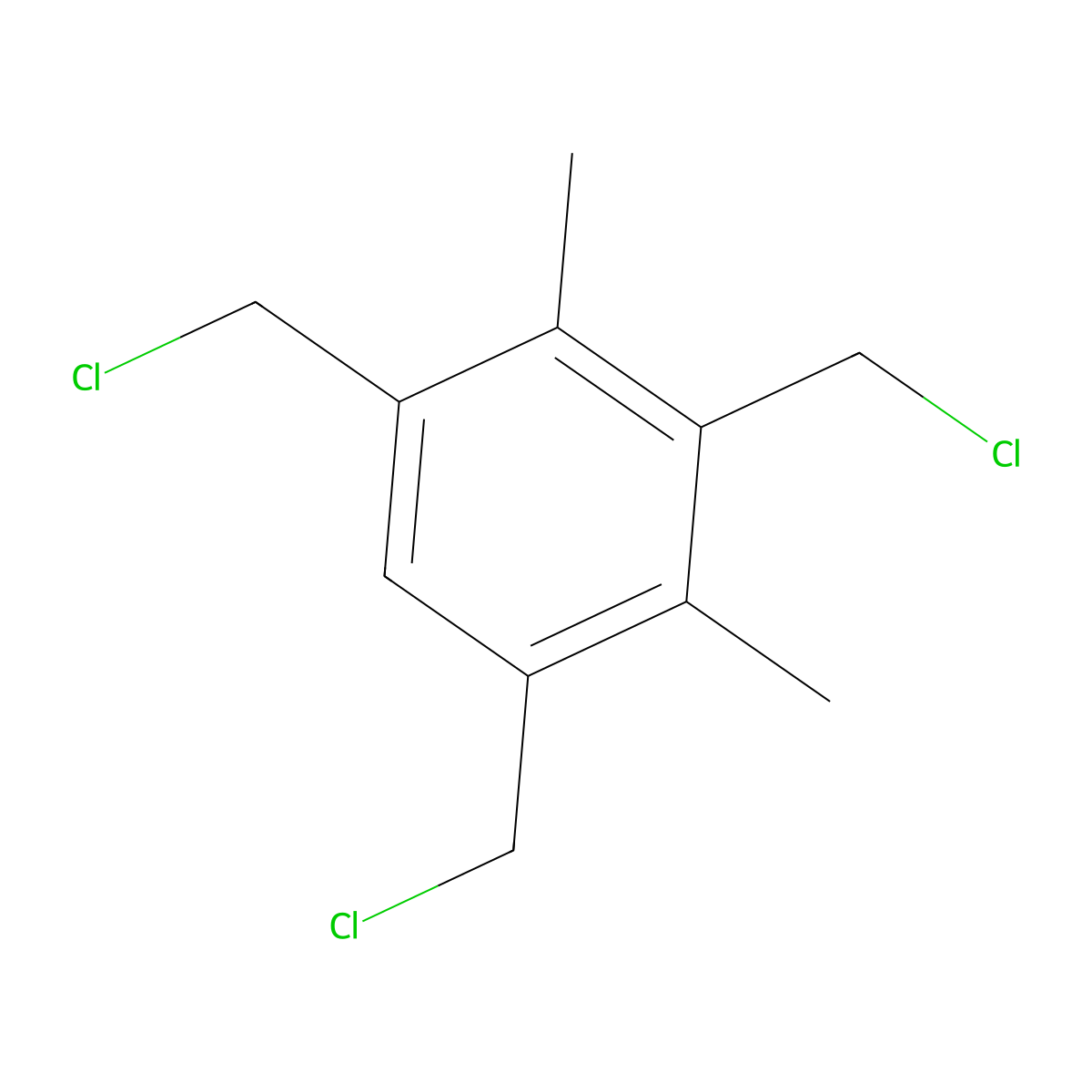 1,3-Dimethyl-2,4,6-tris(chloromethyl)benzene molecular structure, CAS 2903-00-6