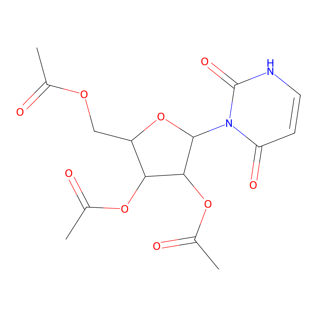 [3,4-diacetyloxy-5-(2,4-dioxo-1H-pyrimidin-3-yl)oxolan-2-yl]methyl acetate molecular structure, CAS 29031-50-3