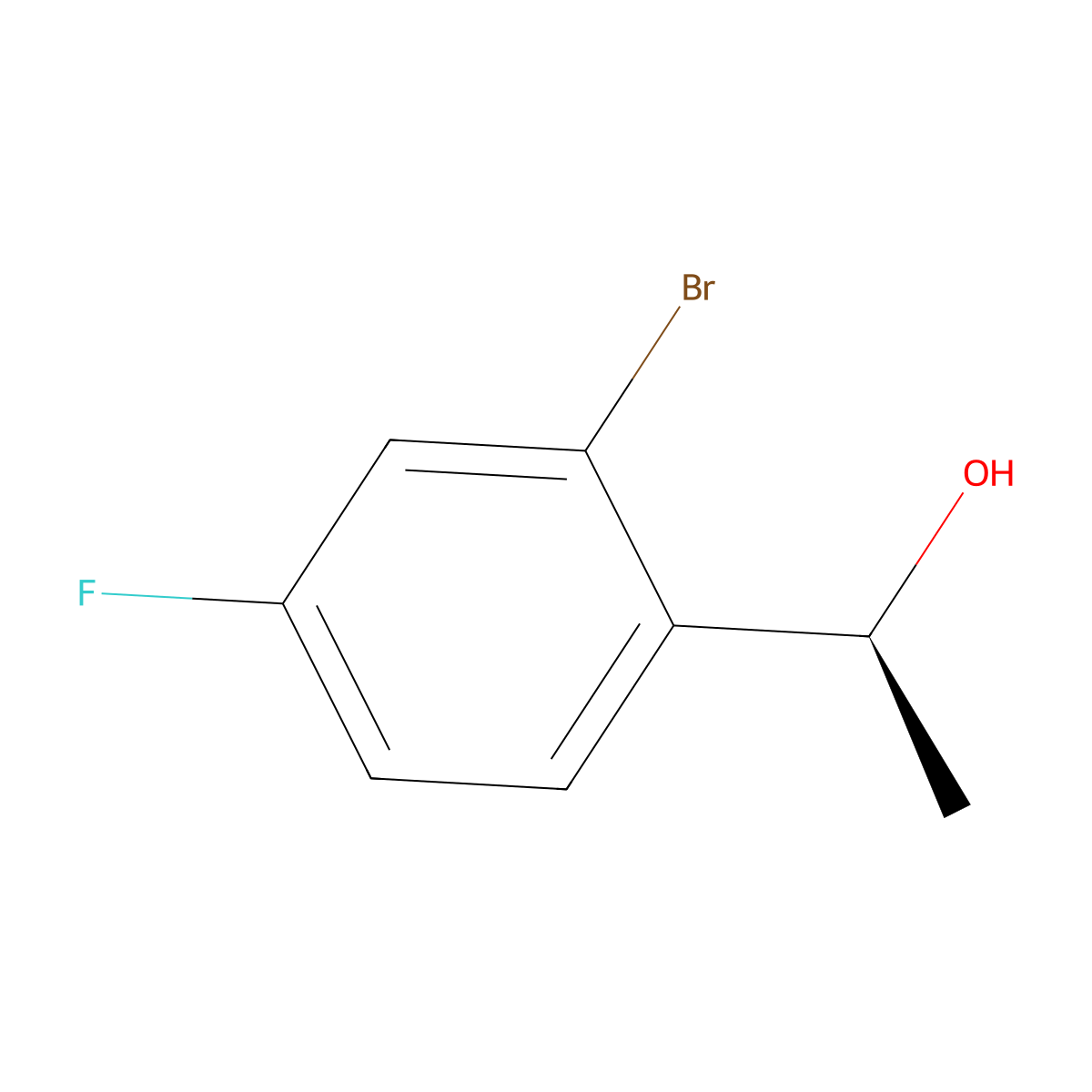 (1S)-1-(2-bromo-4-fluorophenyl)ethan-1-ol molecular structure, CAS 290331-08-7