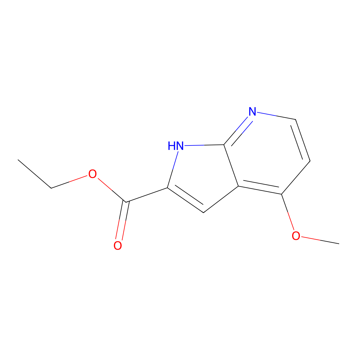 Ethyl 4-methoxy-1H-pyrrolo[2,3-b]pyridine-2-carboxylate molecular structure, CAS 290332-97-7