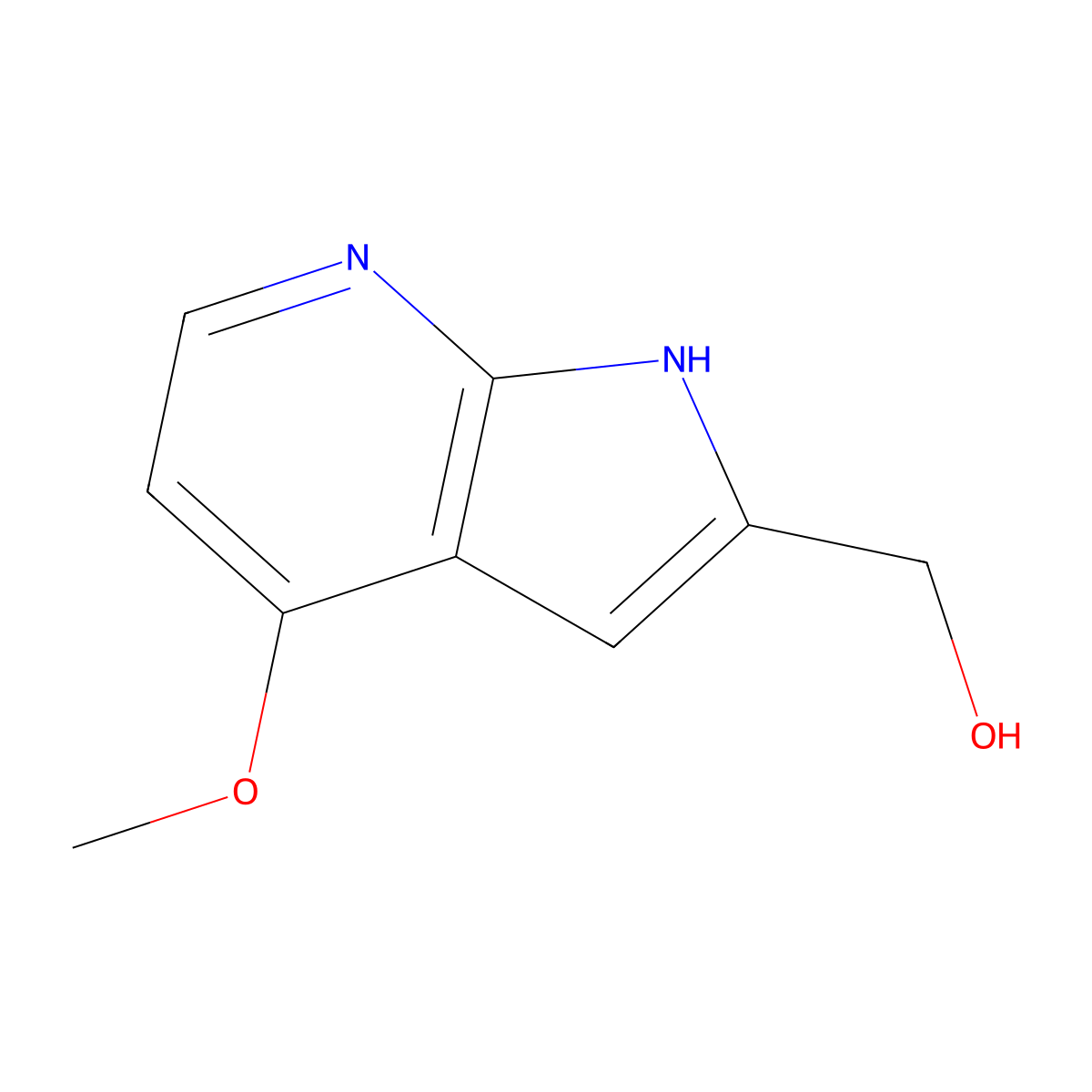 (4-methoxy-1H-pyrrolo[2,3-b]pyridin-2-yl)methanol molecular structure, CAS 290332-99-9