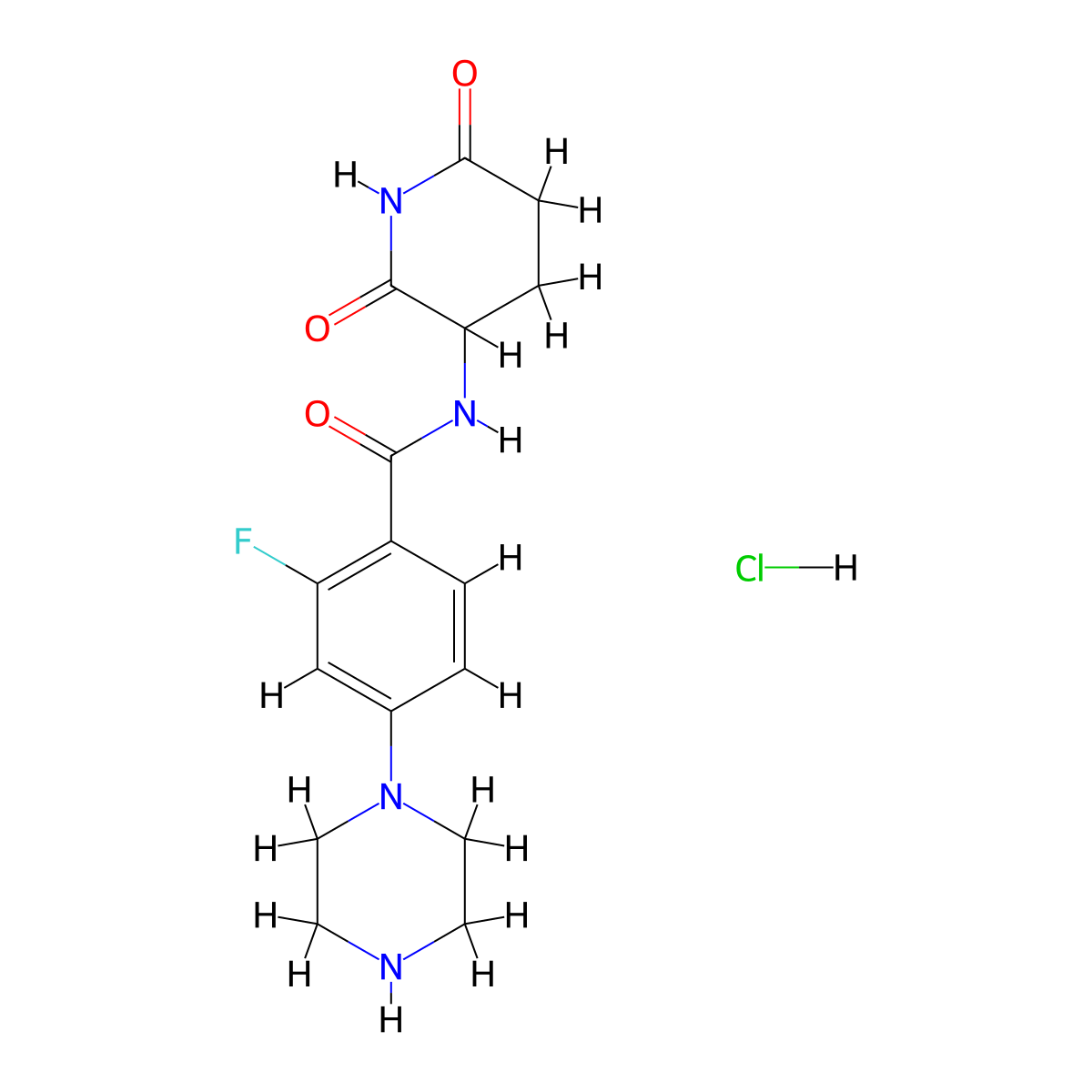N-(2,6-Dioxopiperidin-3-yl)-2-fluoro-4-(piperazin-1-yl)benzamide hydrochloride molecular structure, CAS 2903424-50-8