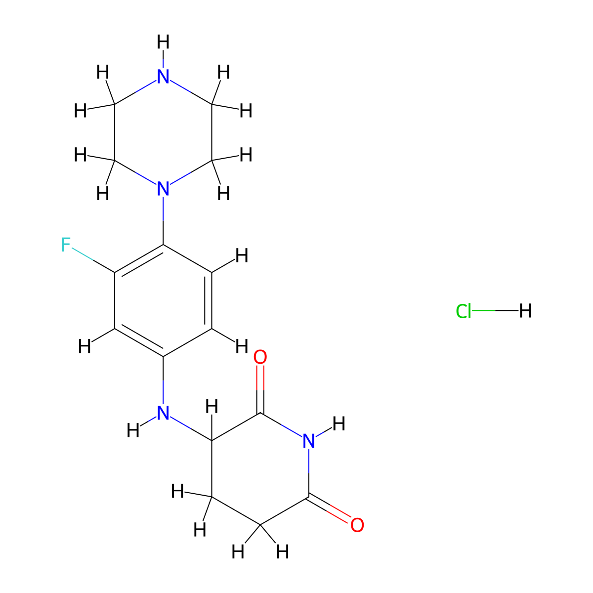 3-((3-Fluoro-4-(piperazin-1-YL)phenyl)amino)piperidine-2,6-dione hydrochloride molecular structure, CAS 2903425-10-3