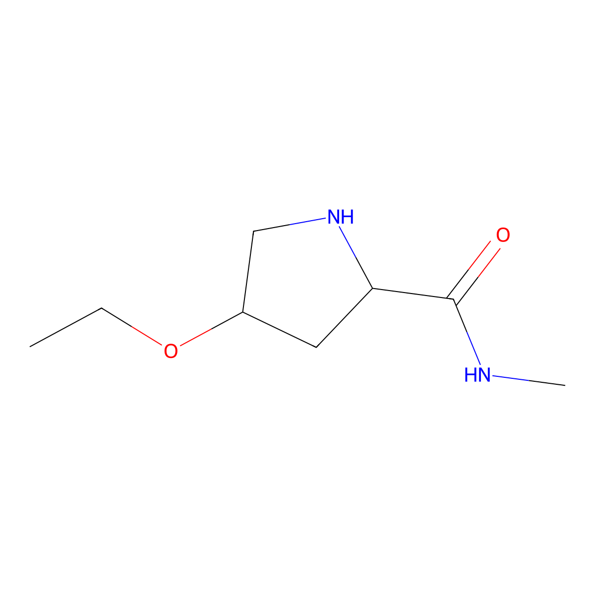 (2S,4R)-4-Ethoxy-N-methylpyrrolidine-2-carboxamide molecular structure, CAS 290345-46-9