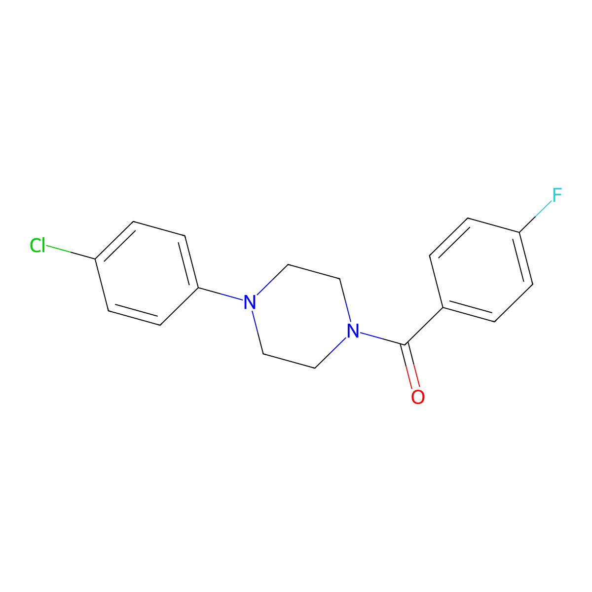 1-(4-Chlorophenyl)-4-(4-fluorobenzoyl)piperazine molecular structure, CAS 290363-26-7