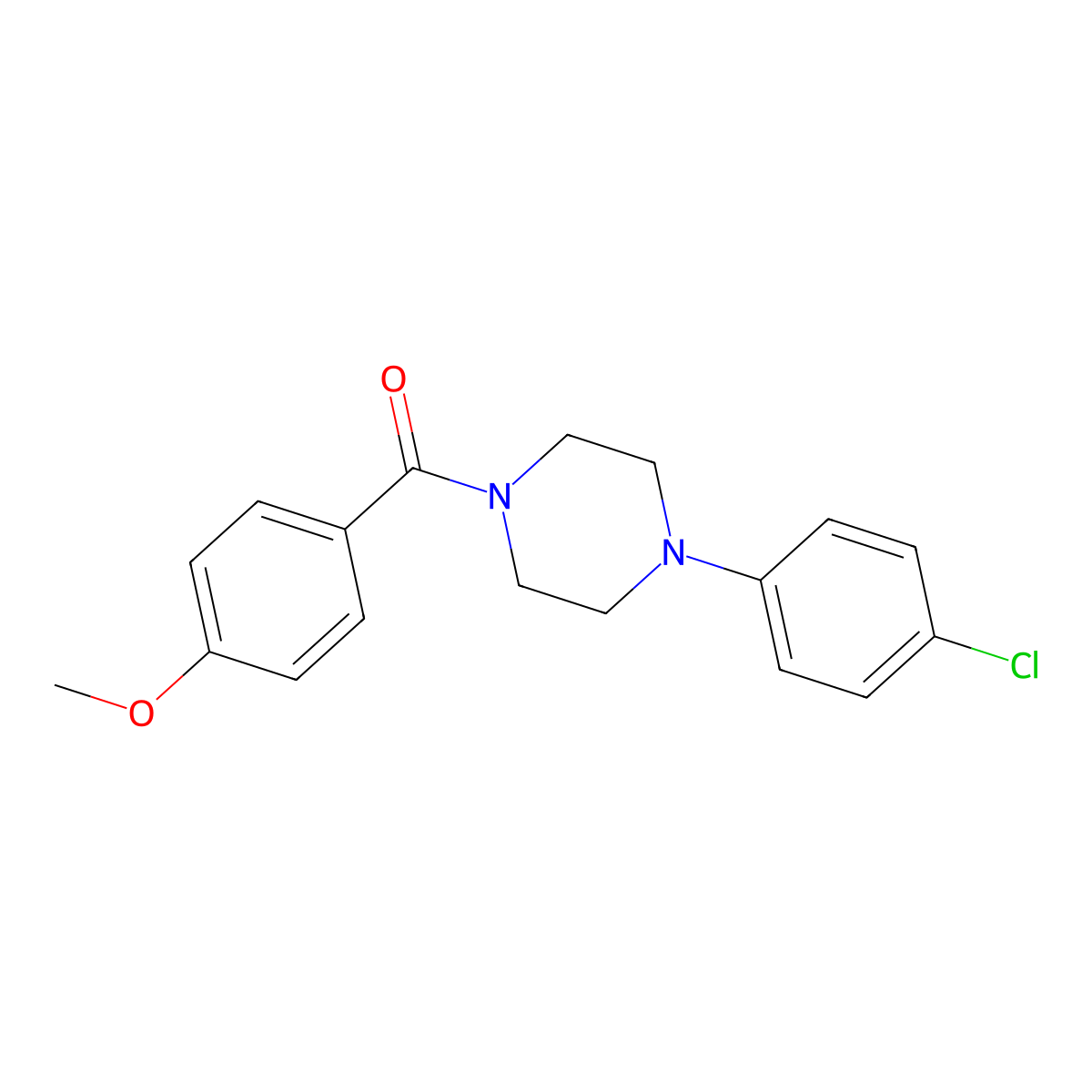 [4-(4-Chlorophenyl)piperazin-1-yl]-(4-methoxyphenyl)methanone molecular structure, CAS 290363-28-9