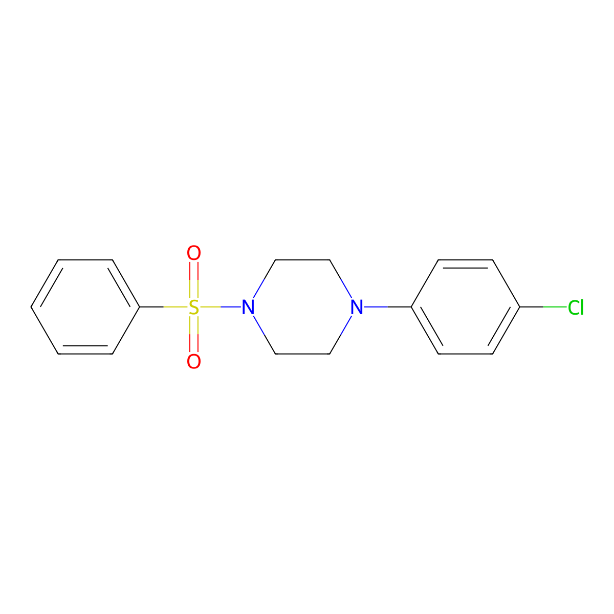 1-(Benzenesulfonyl)-4-(4-chlorophenyl)piperazine molecular structure, CAS 290363-48-3