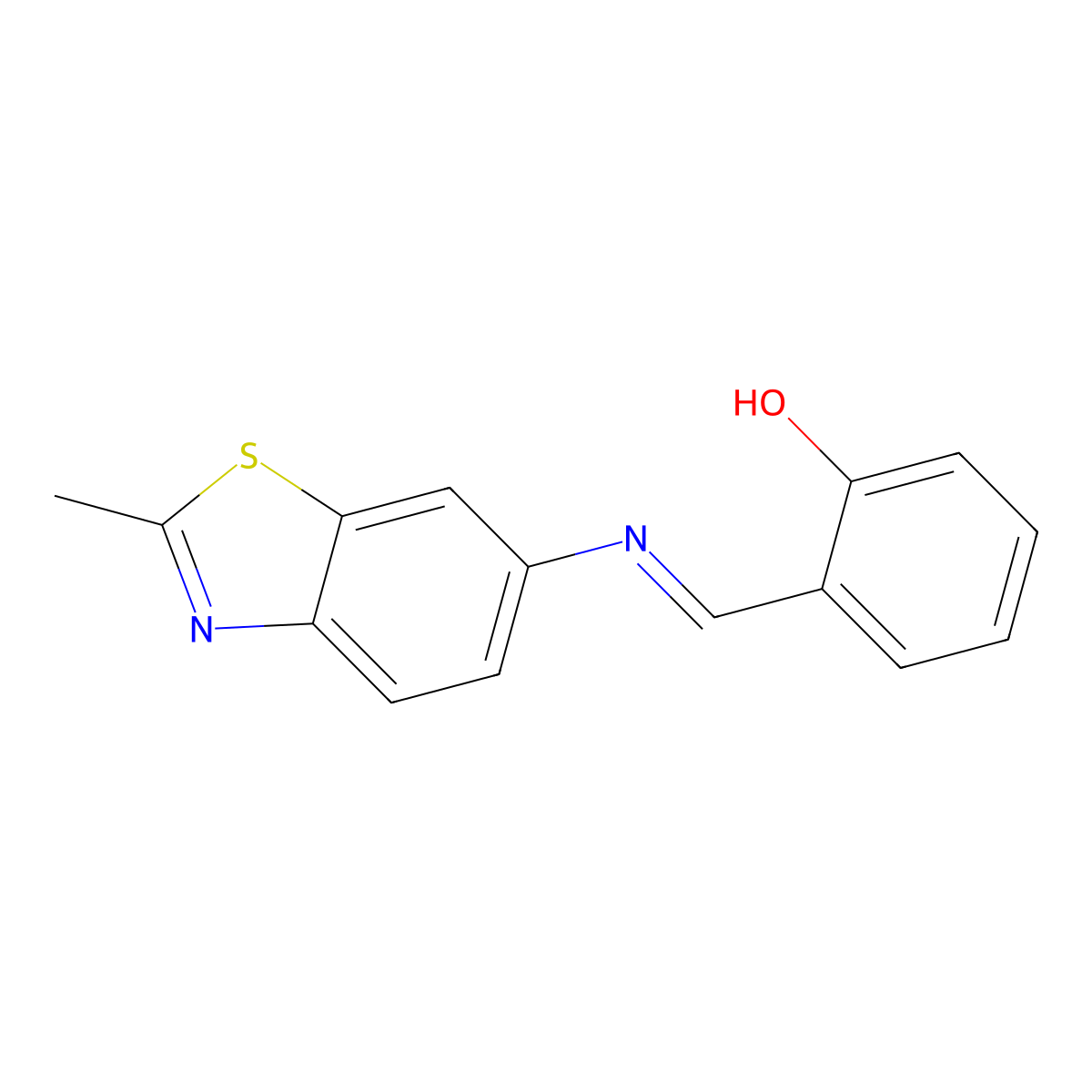 2-{(E)-[(2-methyl-1,3-benzothiazol-6-yl)imino]methyl}phenol molecular structure, CAS 290366-08-4