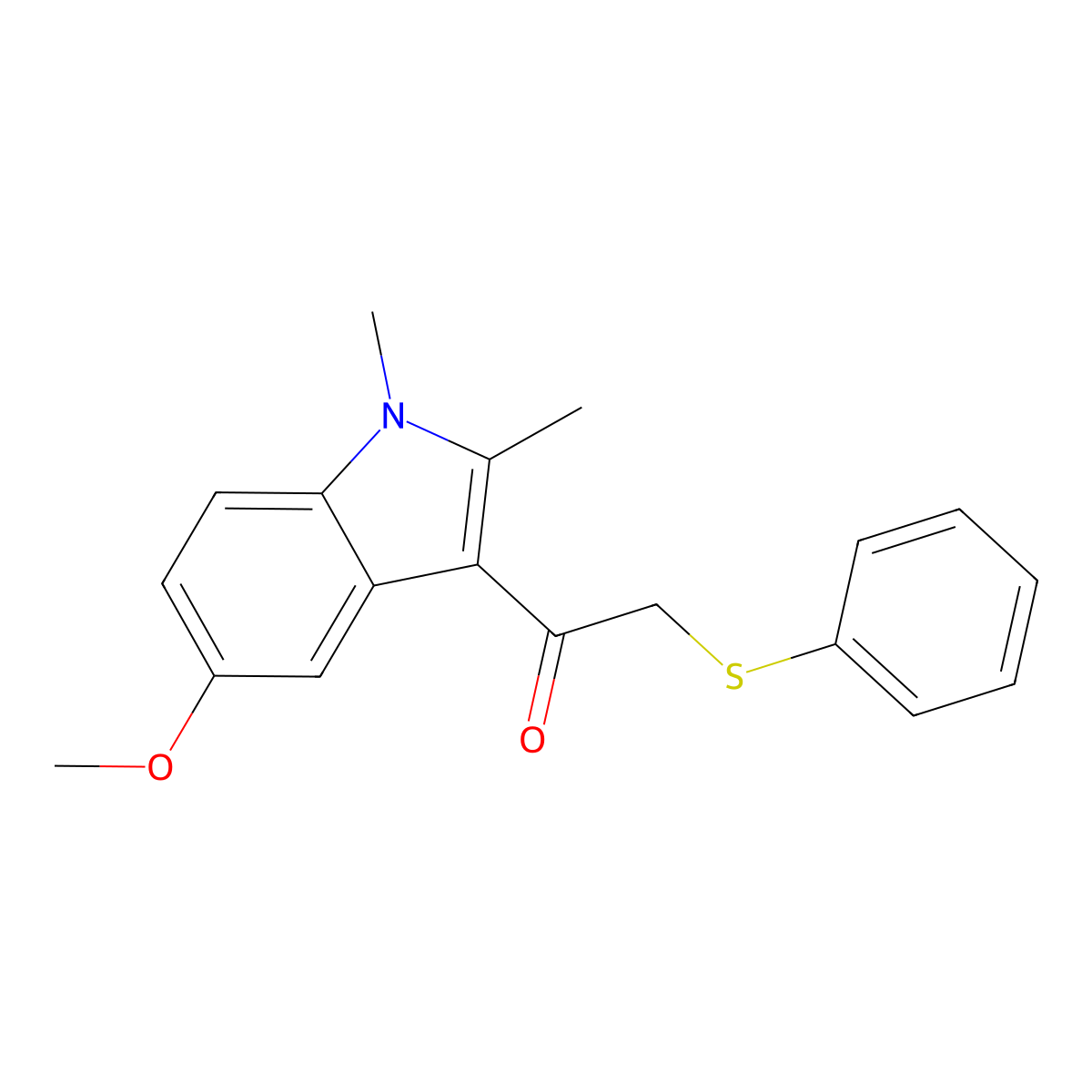 1-(5-methoxy-1,2-dimethyl-1H-indol-3-yl)-2-(phenylsulfanyl)ethanone molecular structure, CAS 290366-21-1