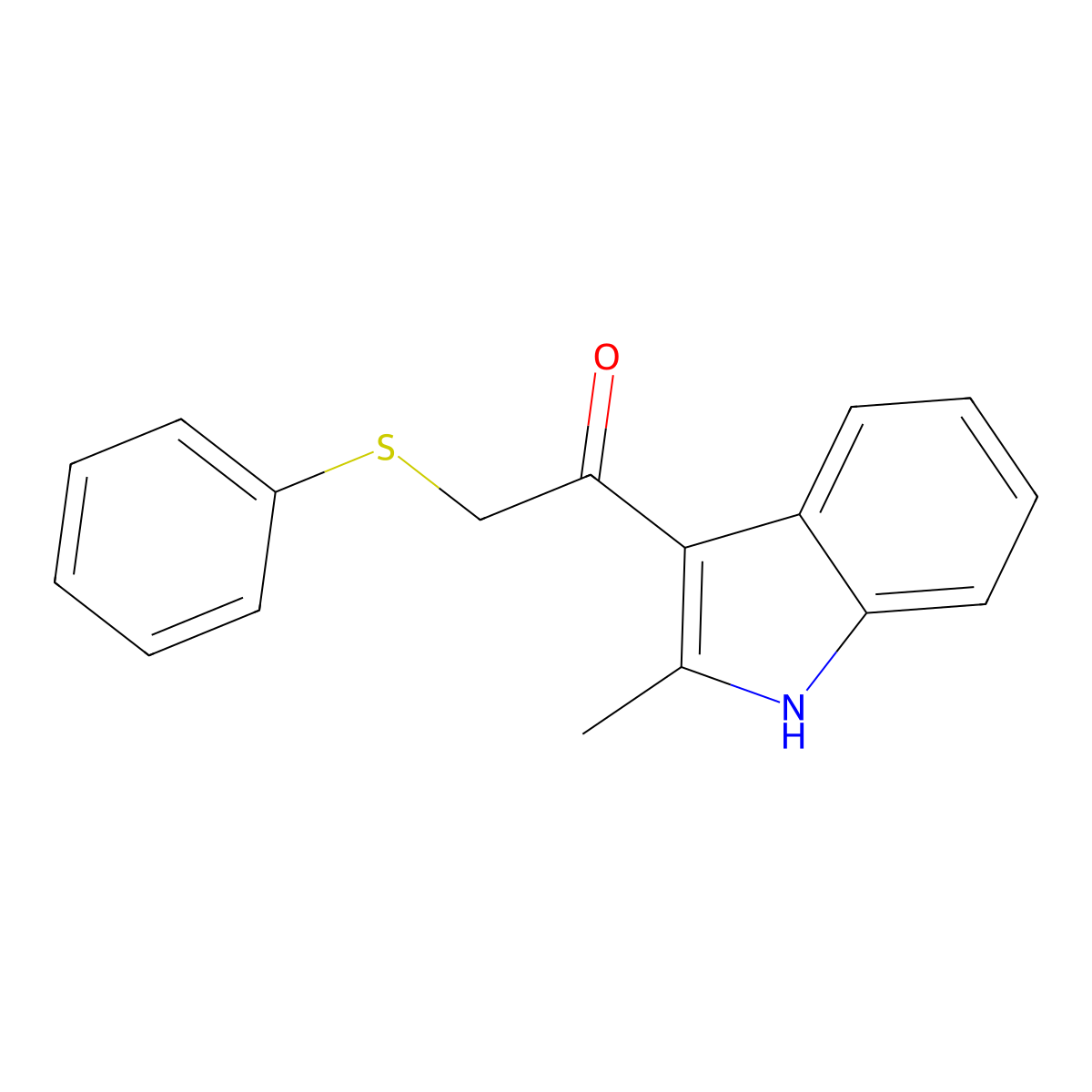 1-(2-methyl-1H-indol-3-yl)-2-phenylsulfanylethanone molecular structure, CAS 290366-24-4