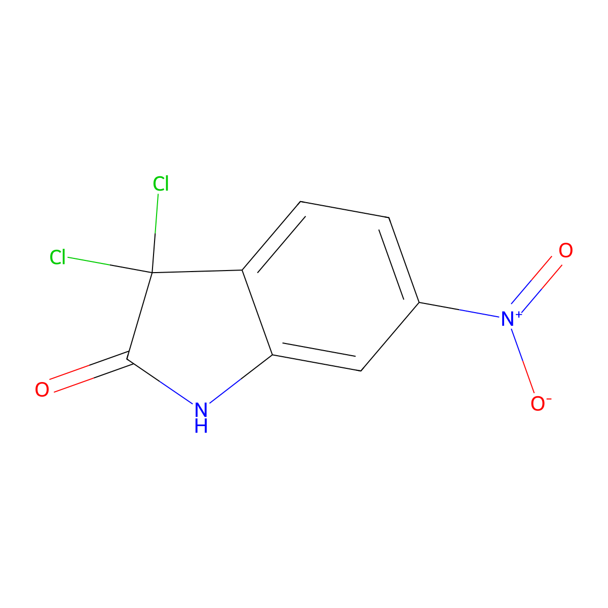 3,3-dichloro-6-nitro-1H-indol-2-one molecular structure, CAS 290366-36-8