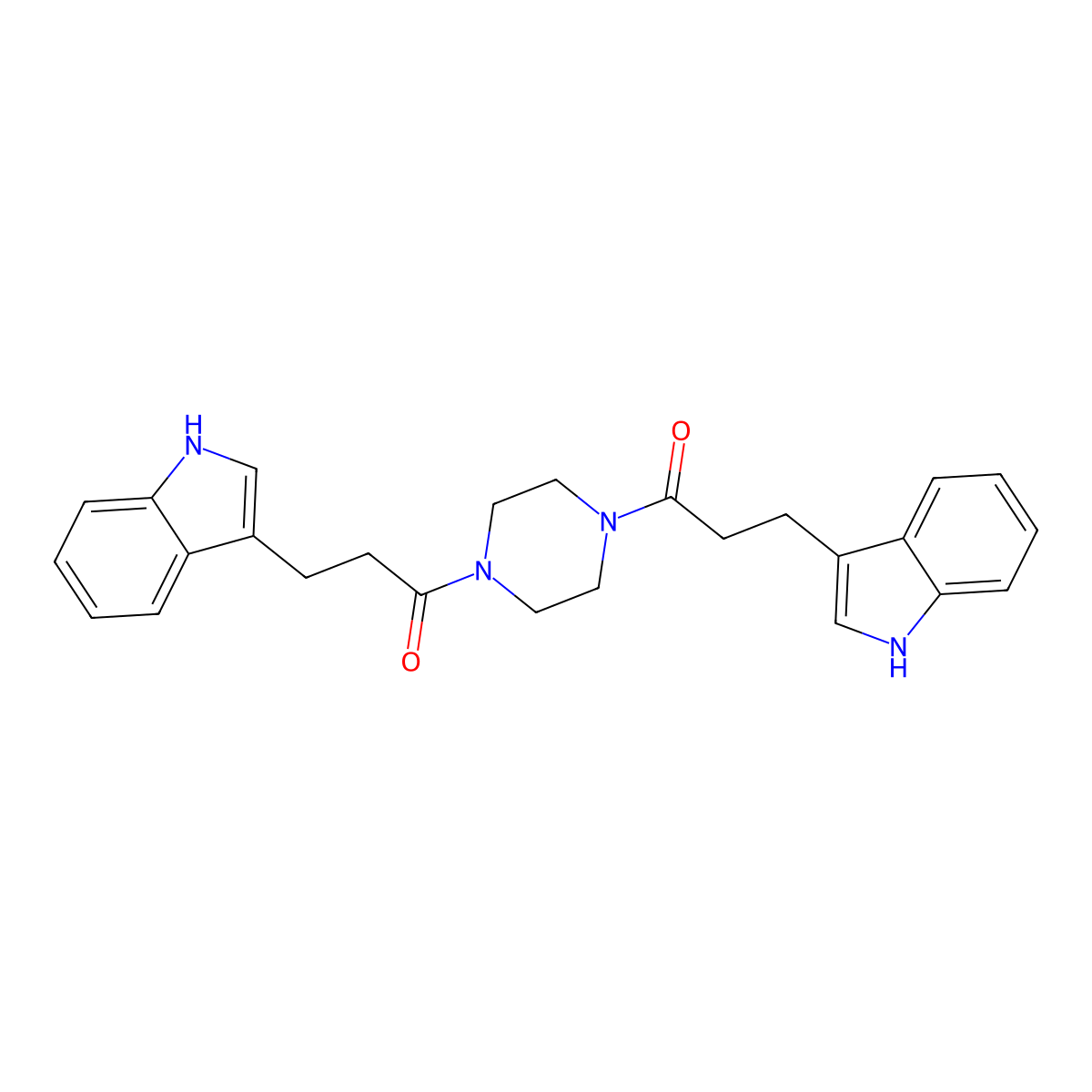 1,1'-piperazine-1,4-diylbis[3-(1H-indol-3-yl)propan-1-one] molecular structure, CAS 290366-56-2