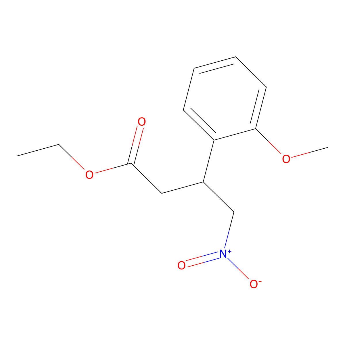 Ethyl 3-(2-methoxyphenyl)-4-nitrobutanoate molecular structure, CAS 290366-76-6