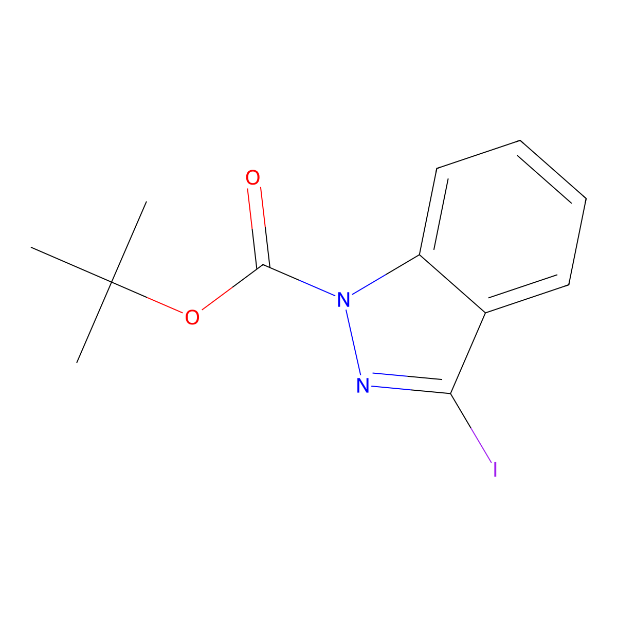 tert-butyl 3-iodo-1H-indazole-1-carboxylate molecular structure, CAS 290368-00-2