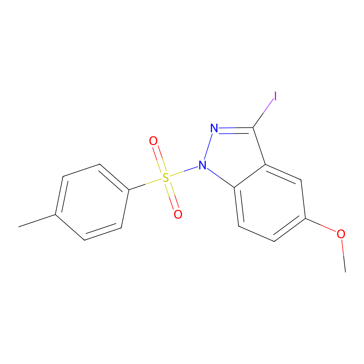 3-Iodo-5-methoxy-1-[(4-methylphenyl)sulfonyl]-1H-indazole molecular structure, CAS 290368-01-3